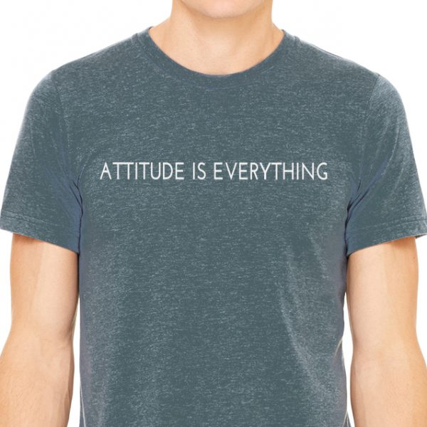 men's tshirt with "attitude is everything" printed on the front