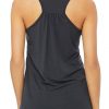 back of woman's black activewear tank top