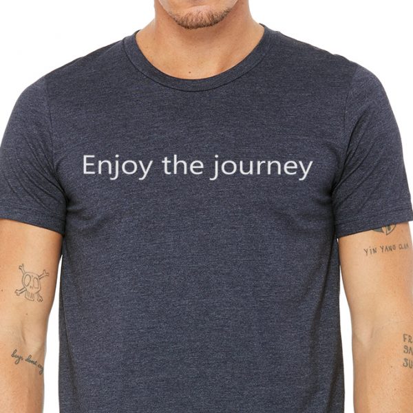 men's crew tshirt with "enjoy the journey" printed on the front